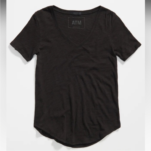 ATM Anthony Thomas Melillo Slub Jersey Classic V-Neck Tee Black Medium - Picture 3 of 10